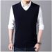 Spring And Autumn Wool Solid Color For Middle-aged Men, High-end V-neck Knitted Sweater, Warm Sleeveless Vest_voghion.com