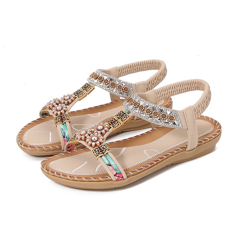 Sandal Female Summer Rhinestones Flat Round Head Fish Mouth Open Toe Cool_voghion.com