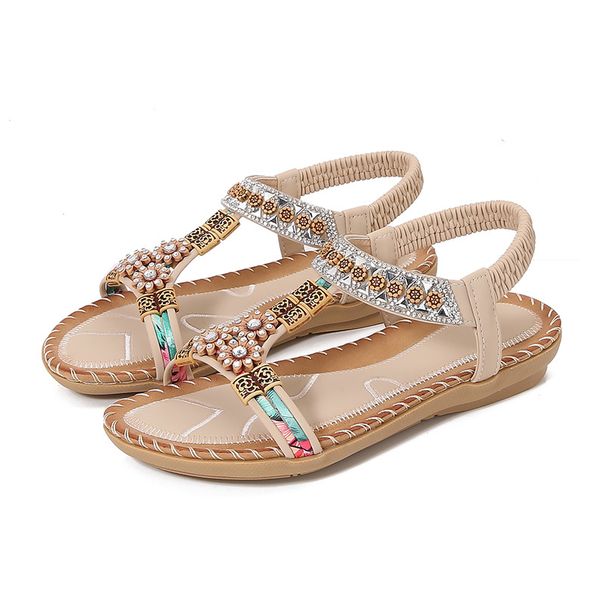 Sandal Female Summer Rhinestones Flat Round Head Fish Mouth Open Toe Cool_voghion.com