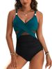Costume da bagno da donna sexy in rete, tinta unita, alta elasticità, asciugatura rapida (nero, rosso vino, verde militare, blu pavone, blu navy, altri colori)_voghion.com