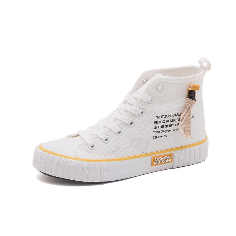 Zapatos de lona de caña alta, nuevos y modernos, versión coreana, blancos, combinables, para estudiantes, zapatillas de deporte de gran venta, zapatos de mujer_voghion.com
