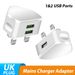 USB-Netzadapter mit 3-poligem Stecker, 1 und 2 USB-Anschlüsse, UK-Ladegerät für Handys und Tablets_voghion.com