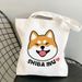 Shiba Inu Printed Canvas Bag Single Shoulder Backpack Student Casual Hand Shopping Bag_voghion.com