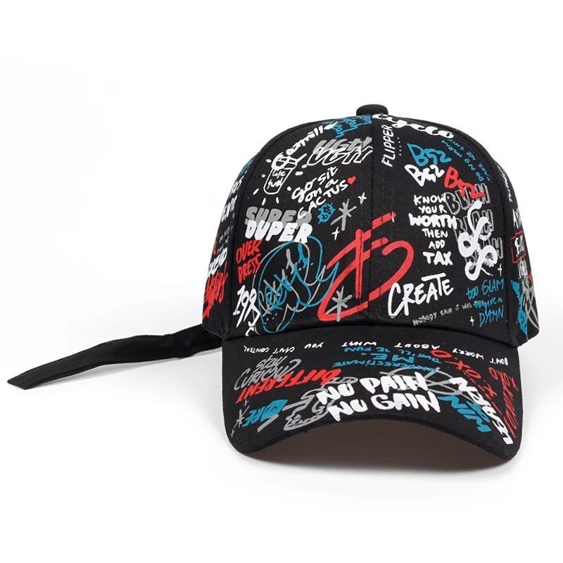Koreanische GD-Graffiti-Langband-Hip-Hop-Baseballmütze, modische Herren- und Damenmütze, vielseitiger, hübscher Sonnenhut_voghion.com