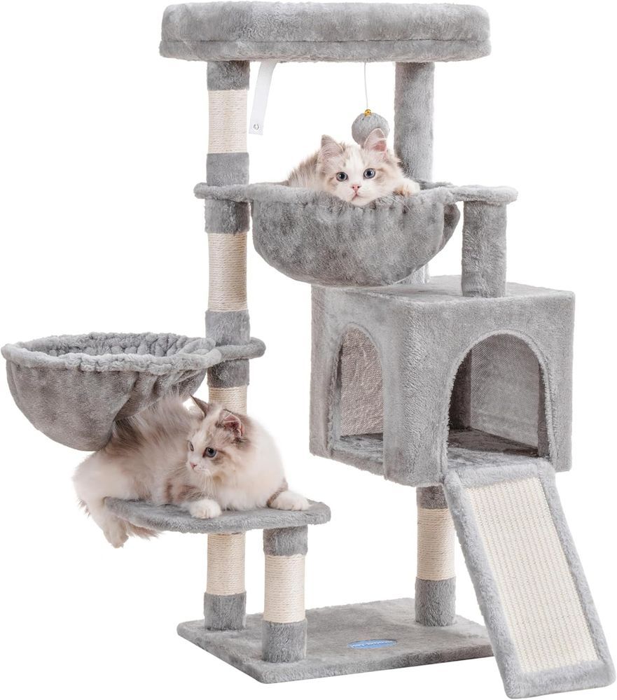Cat Tree, Cat Tower For Indoor Cats, Cat House With Large Padded Bed, Cozy Condo, Hammocks, Sisal Scratching Posts, Big Scratcher, Light Gray_voghion.com