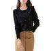 2024 Autumn New Embroidered Loose Simple Versatile Round Neck Pullover Long Sleeve Knitted Sweater Women's Top_voghion.com