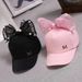 Carino Mesh Primavera Estate Bambini Berretto da baseball Ragazze Snapback Berretti Hip Hop Orecchio di coniglio Perla Grande fiocco Cappello da sole per bambini_voghion.com
