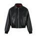 Eon Modish 25 Herbst Neue Hochwertige Schlichte Lockere Lychee PU Lederjacke Mantel_voghion.com