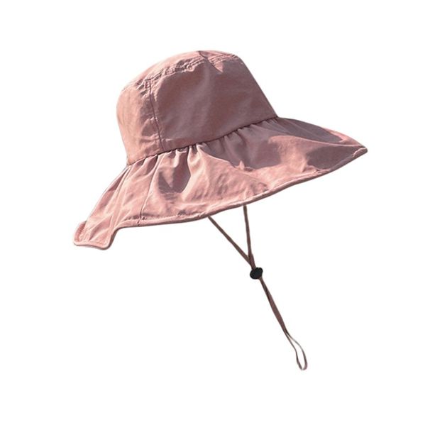 Cappelli alla moda sottili con protezione solare per le donne, cappello da pescatore estivo coreano con tesa larga e parasole in gomma nera_voghion.com