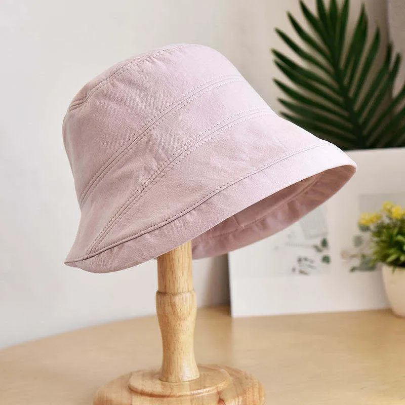 New Arrivals Solid Color Women Bucket Summer Foldable Sunscreen Panama Fisherman Female Outdoor Sun Prevent Hat Present_voghion.com
