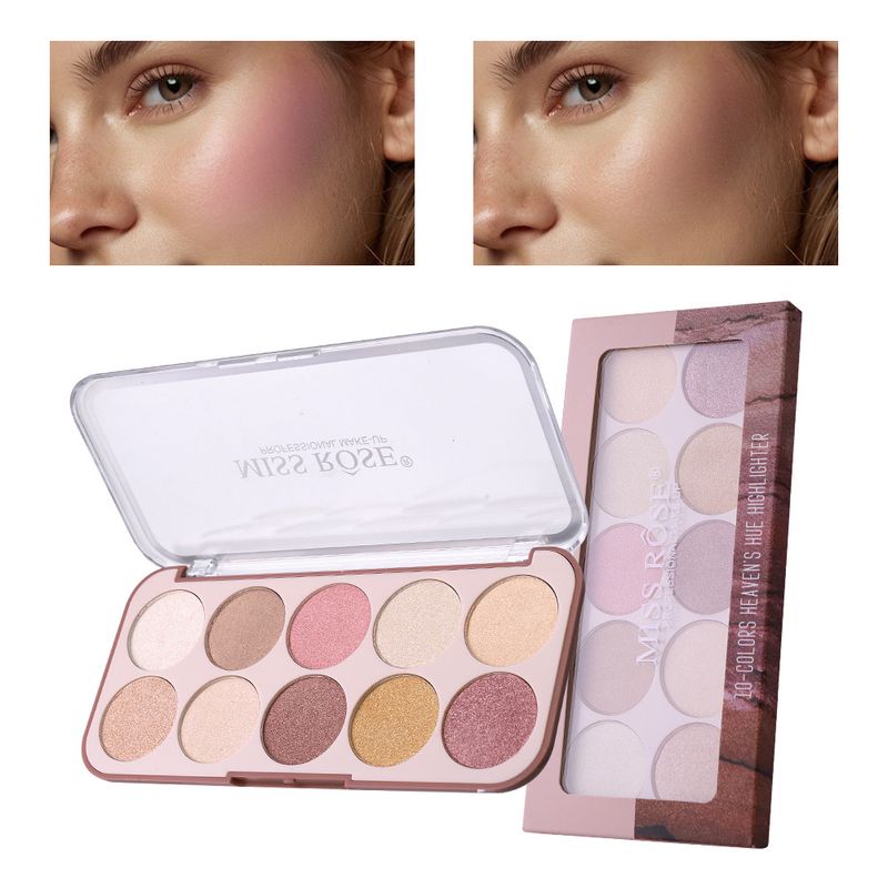 MISSROSE Paleta de fard de obraz pentru roșu, iluminator natural pentru conturarea feței, iluminator cu sclipici fin perlat, paletă într-o bucată de machiaj_voghion.com