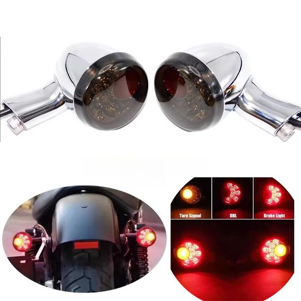 2Pcs Motorrad Hinten Blinker Indikatoren LED Bremslichter Für Harley Sportster 883 XL1200 X48 72 Dyna Roadster 1992-2022_voghion.com