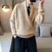 Autumn And Winter Solid Color Large V Neck Drape Personality Sweater Men's Loose Lazy Style Casual Knitted Sweater Jacket_voghion.com