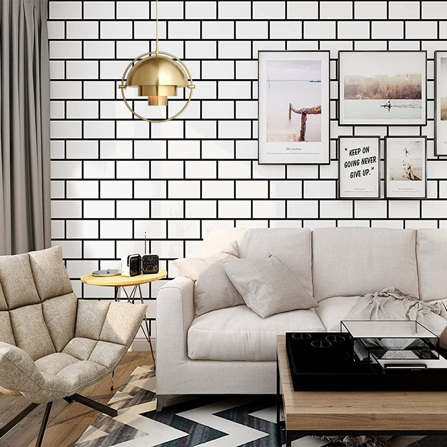Minimalist Modern Siyah Tuğla Desenli Kendinden Yapışkanlı Su Geçirmez Çıkartmalar Oturma Odası Yatak Odası Nem Geçirmez PVC_voghion.com
