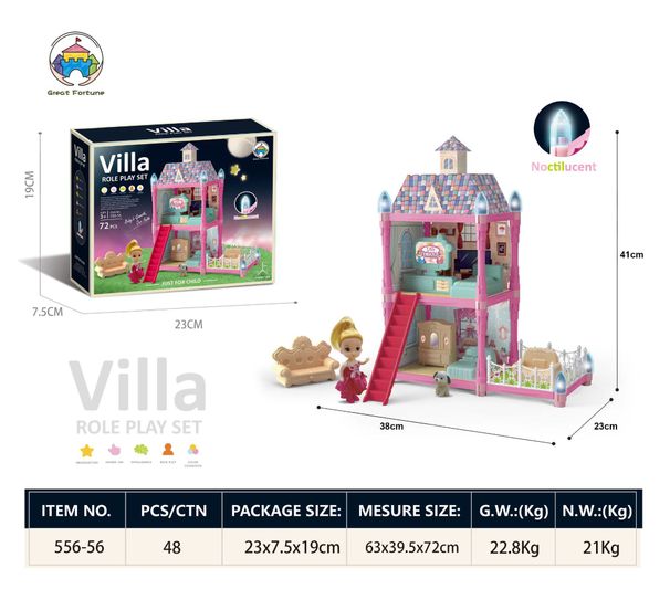 Set di giocattoli fai da te "Castello delle principesse fosforescente" - Casetta creativa per bambine con luci a LED, regalo di Natale_voghion.com