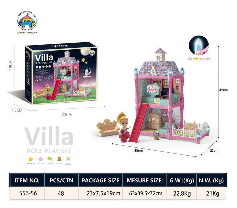 ​"Glow-in-the-Dark DIY Princess Castle Building Blocks Toy Set – Creative Playhouse For Girls With LED Lights, Christmas Gift_voghion.com
