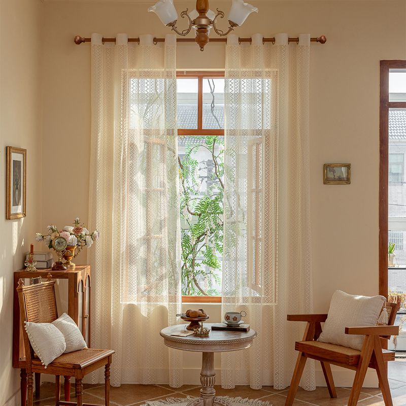 Curtains Lace Trim Blackout Curtains With Grommet Top Embroidered Sheer Drapes For Living Room Bedroom Premium Window Treatments_voghion.com