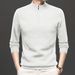 Maglione lavorato a maglia da uomo, nuovo, autunno inverno, collo alto, tinta unita, mezza cerniera, versatile, base, maglietta_voghion.com