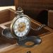 Silberne doppelte offene Abdeckung, geschnitzte hohle mechanische Männer Frauen Student Geschenk Gedenktaschenuhr_voghion.com
