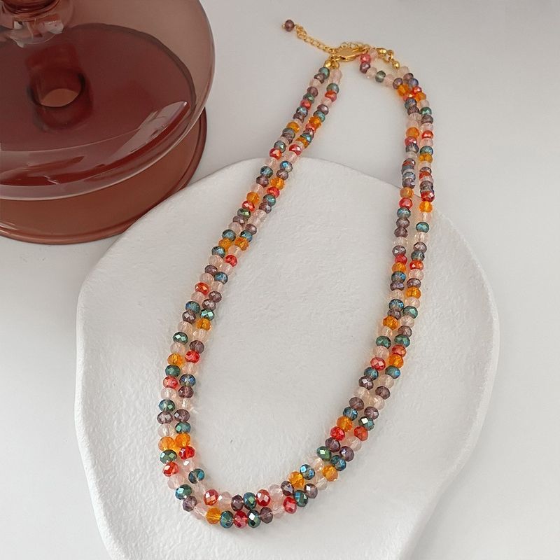 Summer natural freshwater pearl necklace hand-woven dopamine color beaded double layer twist neck chain clavicle chain_voghion.com