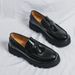 Large Size Glossy Gentleman Breathable Leather Formal Business Shoes Round Toe Tassel Thick Sole Height Increasing Men's_voghion.com