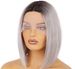 Caschetto corto 1b/grigio chiaro parte centrale caschetto corto 13x4x1 Parrucca in pizzo Parrucca 100% capelli umani_voghion.com