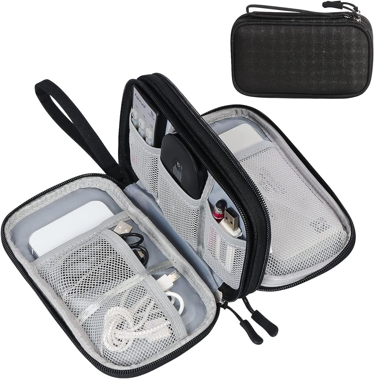 Travel Cable Organizer Pouch Electronic Accessories Carry Case Portable Waterproof Double Layers All-in-One Storage Bag For Cord, Charger, Phone_voghion.com