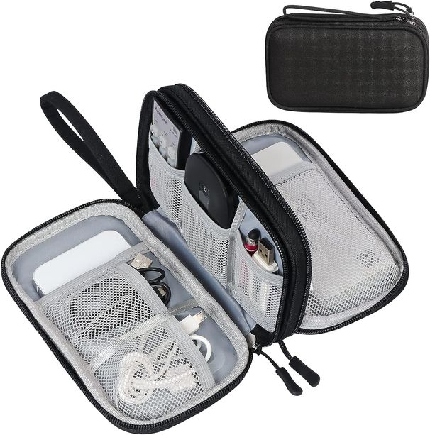 Travel Cable Organizer Pouch Electronic Accessories Carry Case Portable Waterproof Double Layers All-in-One Storage Bag For Cord, Charger, Phone_voghion.com