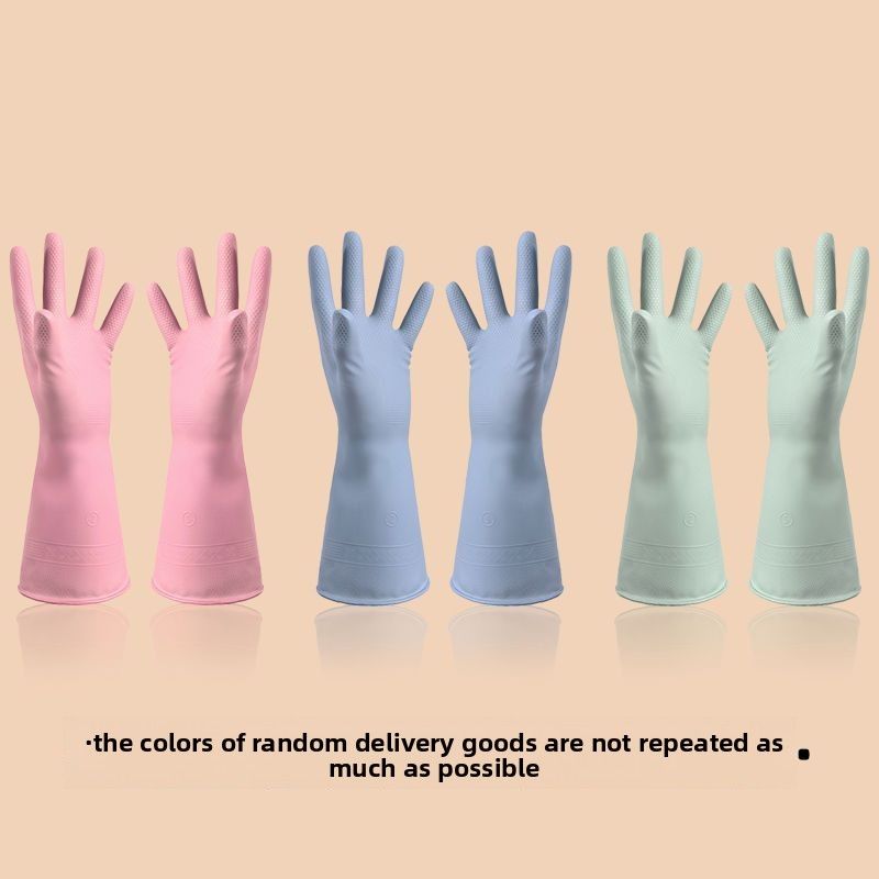 Dishwashing Gloves For Women Household Cleaning Waterproof Kitchen Rubber Durable Laundry Latex_voghion.com