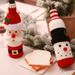 Festive Knitted Wine Bottle Cover - Christmas Champagne & Wine Cozy For Holiday Decor (Santa/Snowman Design)_voghion.com
