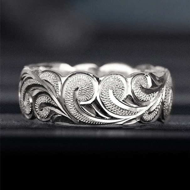 Cao Shi's Trendy Floral Men's With A Cool Personality, Single Ring, Niche Texture, Foam, Index Finger Ring_voghion.com