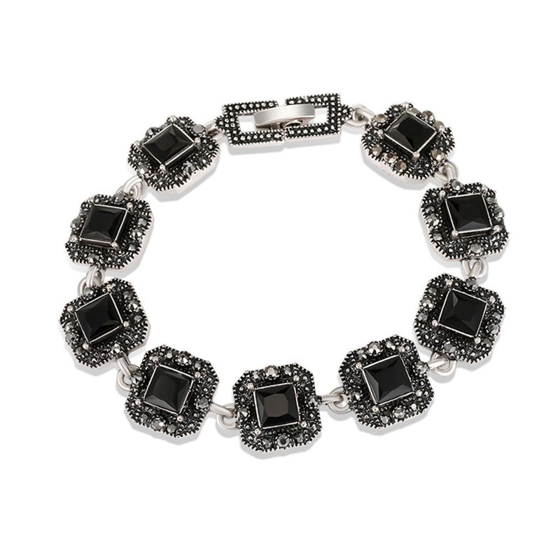 Nuovo bracciale da donna in argento placcato rosso con diamanti intarsiati geometrici, Yiwu_voghion.com