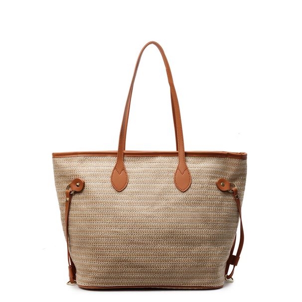 Damentaschen Retro Große Kapazität Strohtasche Damentasche Sommer Neue Single-Shoulder-Unterarm-Einkaufstasche Modische einfache Strandtasche_voghion.com