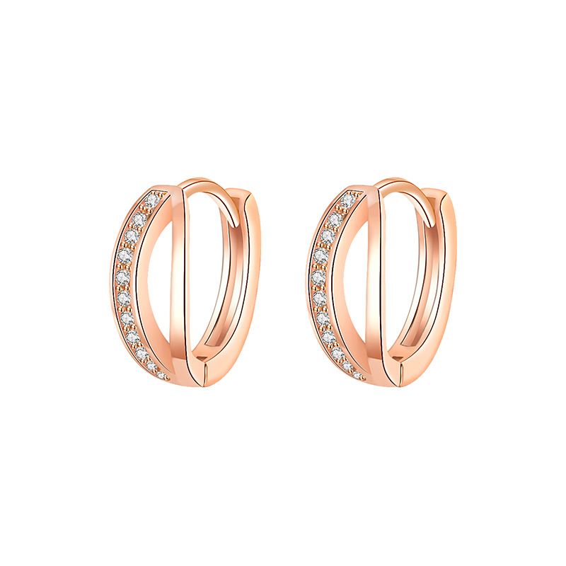 Double layer zircon earrings for women, simple and versatile, no need to take them off when sleeping, trendy earrings, diamond earrings_voghion.com