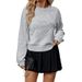 "Women's 3D Floral Knit Sweater – Soft Round Neck Pullover For Autumn & Spring (S/M/L, Greyish)"_voghion.com