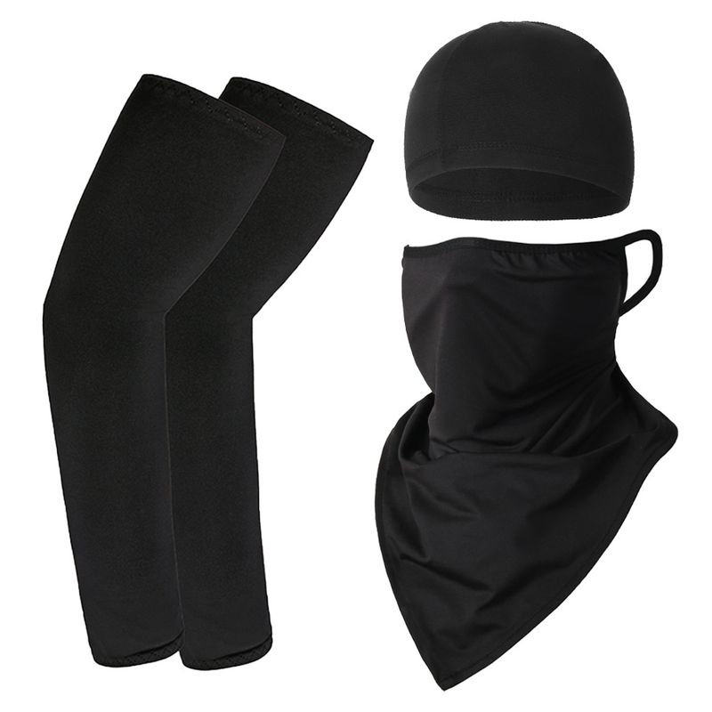 Summer Outdoor Sun Protection Cycling Ice Silk Cap Ear Hanging Triangle Scarf Cycling Ice Silk Sun Protection Sleeve Sports Suit_voghion.com