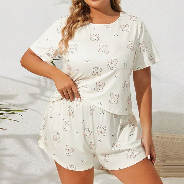 Women's Sleepwears Fat Women's Plus Size Pajamas Plus Fat Plus Size Women's Suits Short Sleeved Shorts Butterfly Print Home Clothes Summer_voghion.com