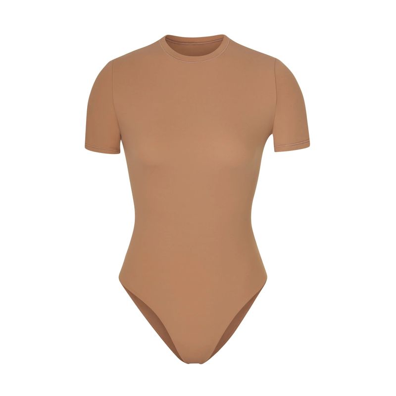Women's Clothing Same Style Double Layer High Elastic Fabric Slim Fitting Jumpsuit Short Sleeved Round Neck Yoga Jumpsuit_voghion.com