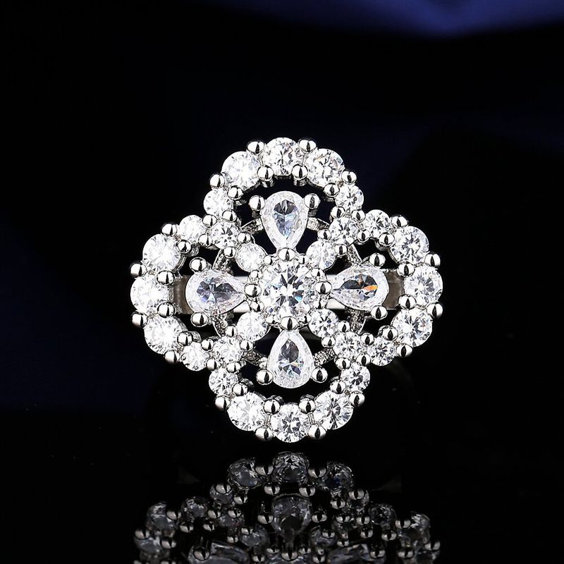 Pesado diamante completo trevo de quatro folhas quatro conjuntos colar pulseira brincos anel_voghion.com