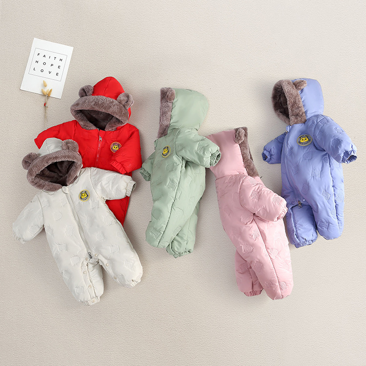 Children's Clothing Winter Newborn Plus Cotton Male And Female Baby Onesie Plus Fleece-padded Outerwear_voghion.com