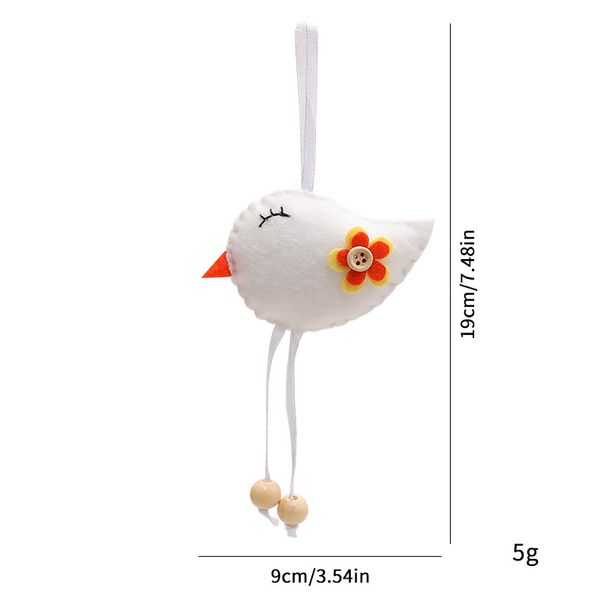 Easter Bird Cloth Ornament - 9x19cm Spring Decoration In White/Pink, Handcrafted Festive Hanging Decor_voghion.com