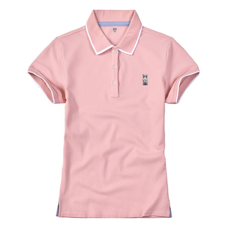 Roupas femininas novo polo manga curta feminino 2024 verão meia manga tops com lapela bordados padrões roupas de trabalho roupas de equipe camiseta_voghion.com