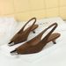 Metal Pointed Suede Women's Shoes Shallow Mouth Back Strap Low Heel Single Shoes Women's Wine Glass And Empty Shoes_voghion.com