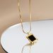 Collana quadrata in agata nera in argento S925, versatile, placcata in oro elettrolitico, leggera, di lusso, in stile coreano, elegante, alla moda, a forma di serpente, con catena in osso_voghion.com