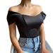 2024 New Fish Bone Waist Tie Bra Vest Colored Ding One Shoulder Top Women's Summer_voghion.com