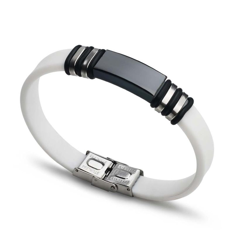 Mote sjarm smykker rustfritt stål glatt glanset silikon armbånd menn vintage titan stål mansjett armbånd pulseira_voghion.com