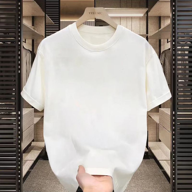 Men's Clothing Five Point Sleeves Simple Tape Letter Printing Pattern Loose Versatile Round Neck Couple Style Short Sleeved T Shirt_voghion.com