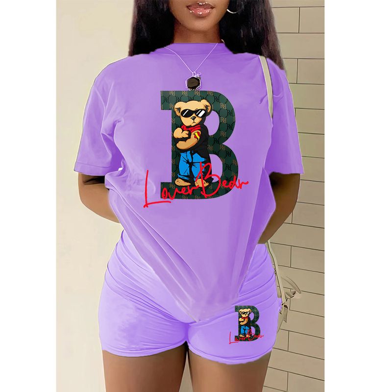 Vêtements pour femmes T-shirt short costume costume de sport deux pièces_voghion.com