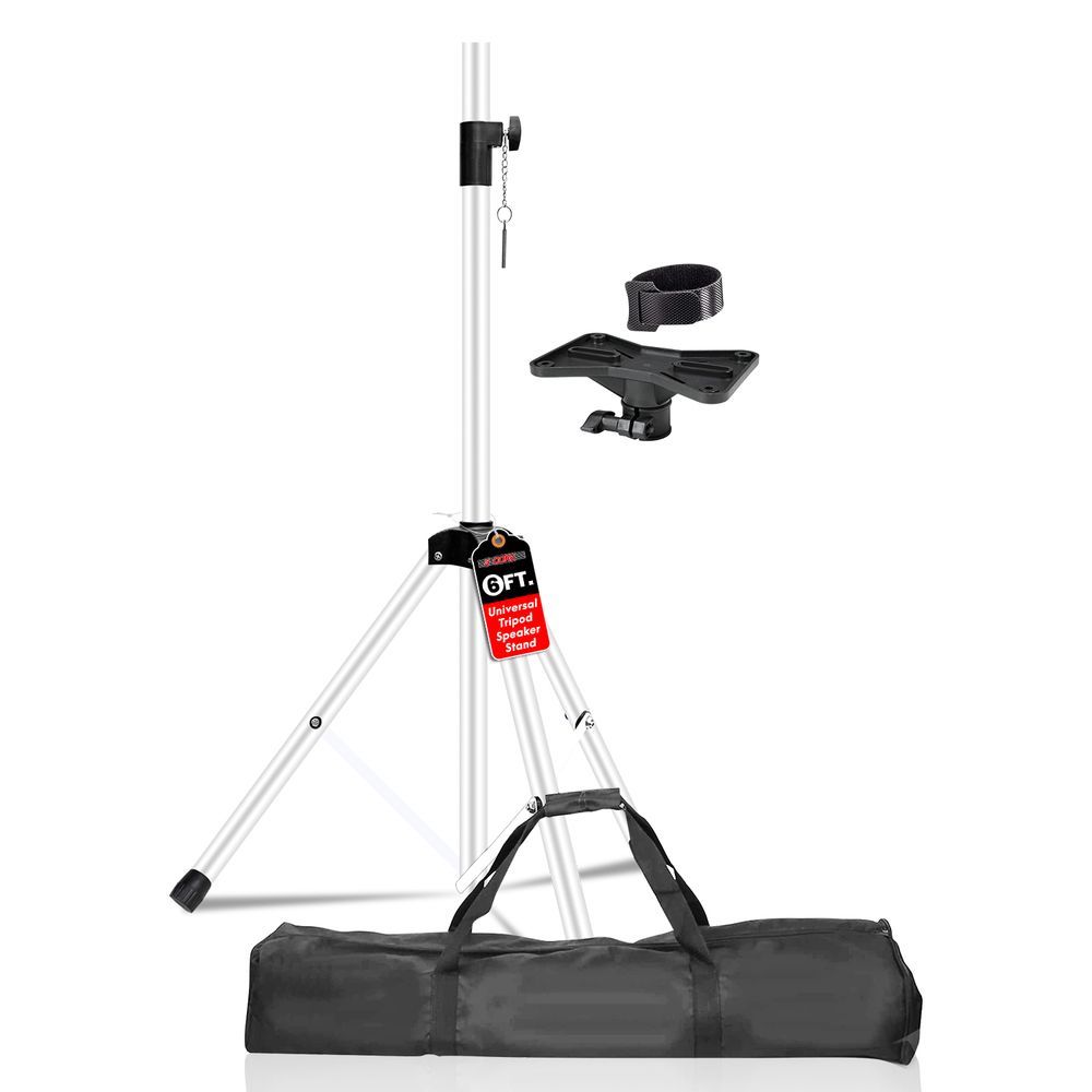5 Core Speaker Stand Tripod Floor Heavy Duty Adjustable Up To 72 Inch DJ Studio Monitor Stands Pole Mount - SS HD WH BAG_voghion.com