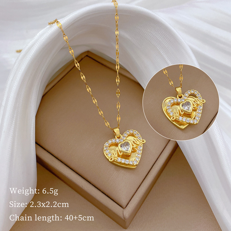Colliers avec initiale en forme de cœur pour femmes et filles – Collier avec pendentif en forme de cœur I Love You, bijoux cadeaux d'anniversaire pour femmes, Saint Valentin_voghion.com